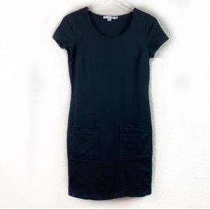 Boden Black Shift Dress Cap Sleeves Stretch Sz 6